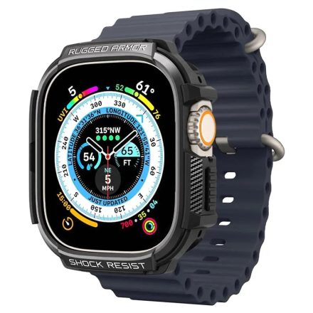 Spigen Rugged Armor Apple Watch Ultra 49mm Szilikon tok - Fekete