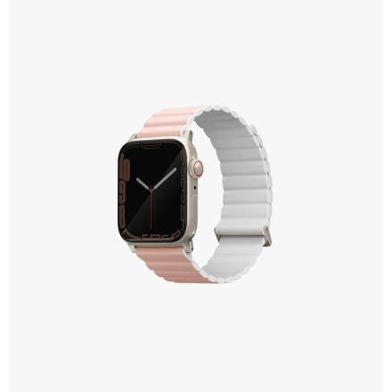 UNIQ Revix Premium Apple Watch 41/40/38mm Kifordítható Szilikon Szíj - Rózsaszín/Fehér